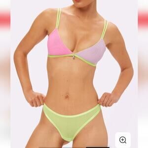 🍭5/$30🍭Parade Silky Mesh High Cut Thong in Sour